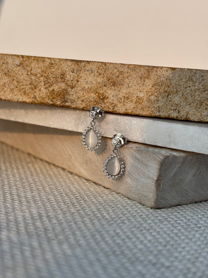 Oval Stone Drop Earrings