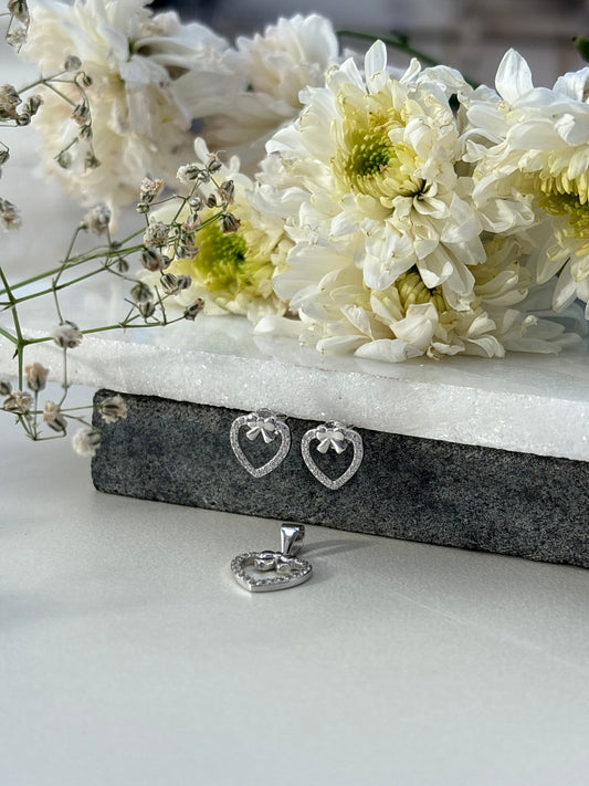 Bow Heart Pendant Set