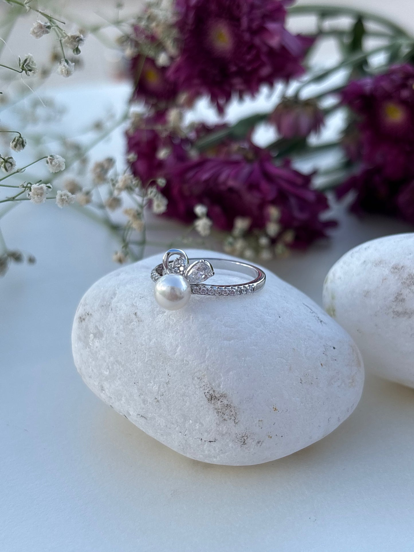 Pearl Accent Sterling Ring