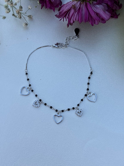 Heart & Bead Silver bracelet