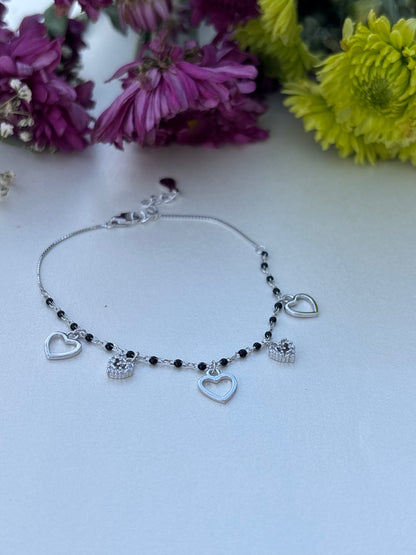 Heart & Bead Silver bracelet