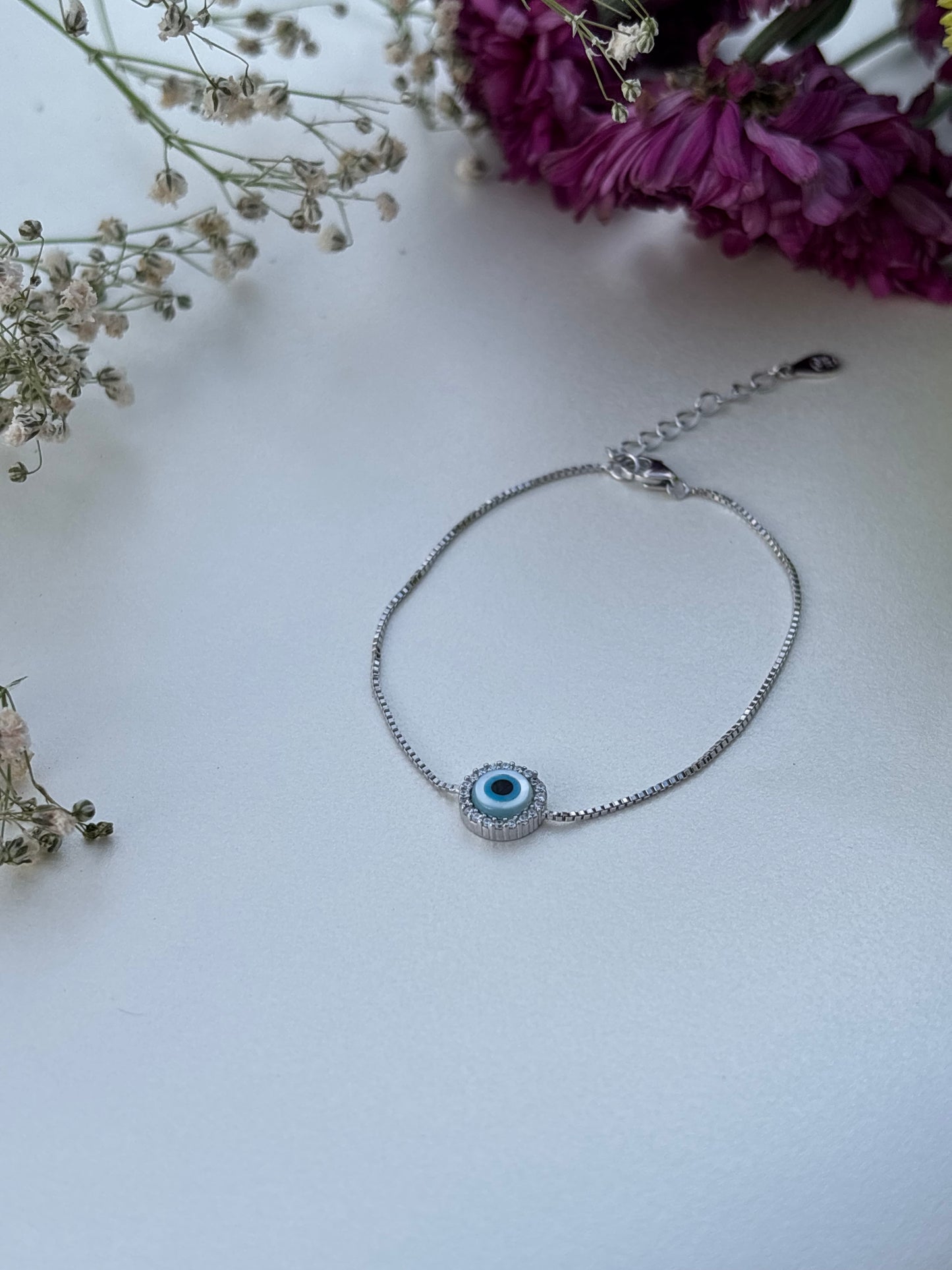 Minimal Evil Eye Bracelet – 925 Sterling Silver