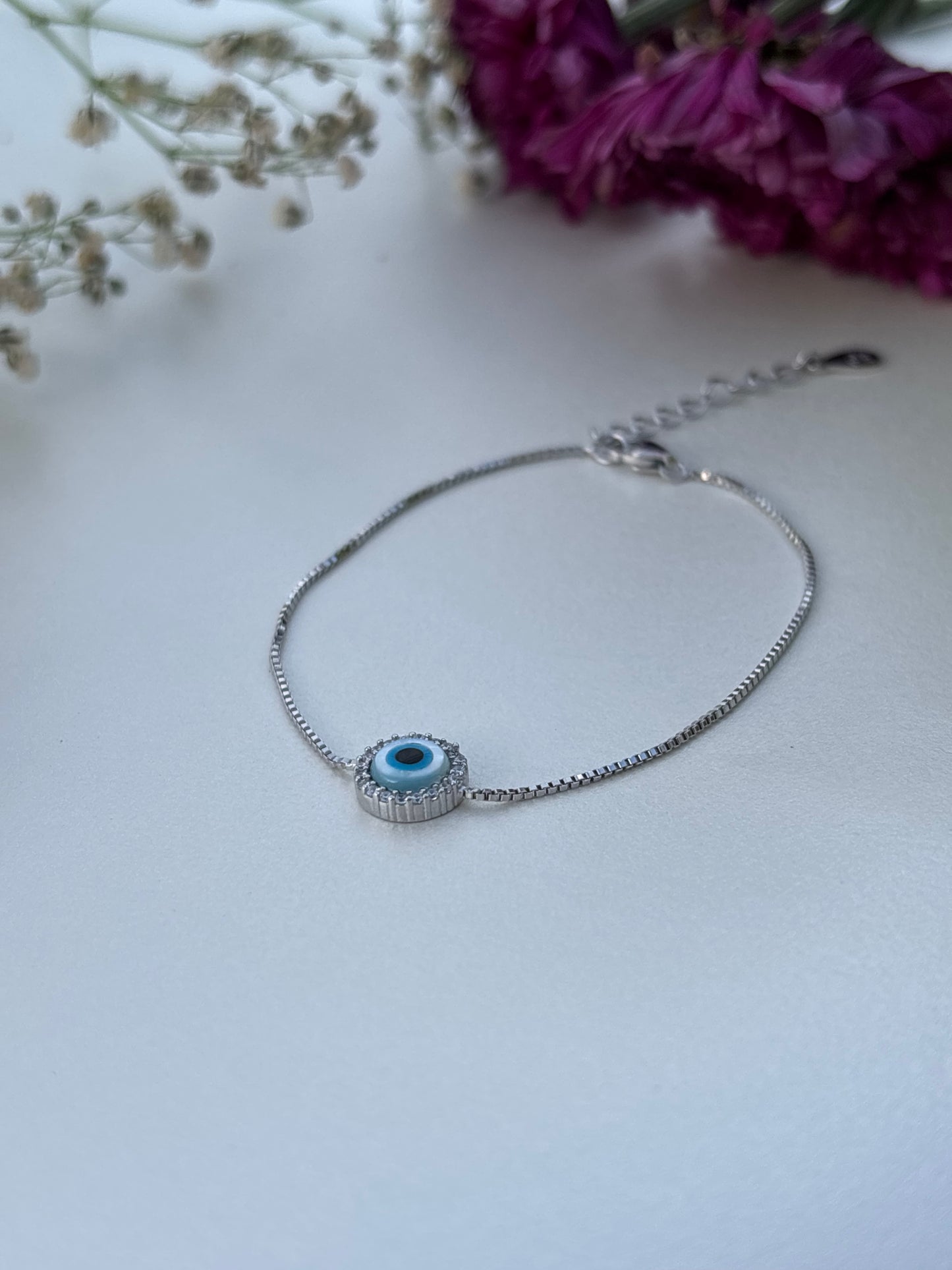 Minimal Evil Eye Bracelet – 925 Sterling Silver
