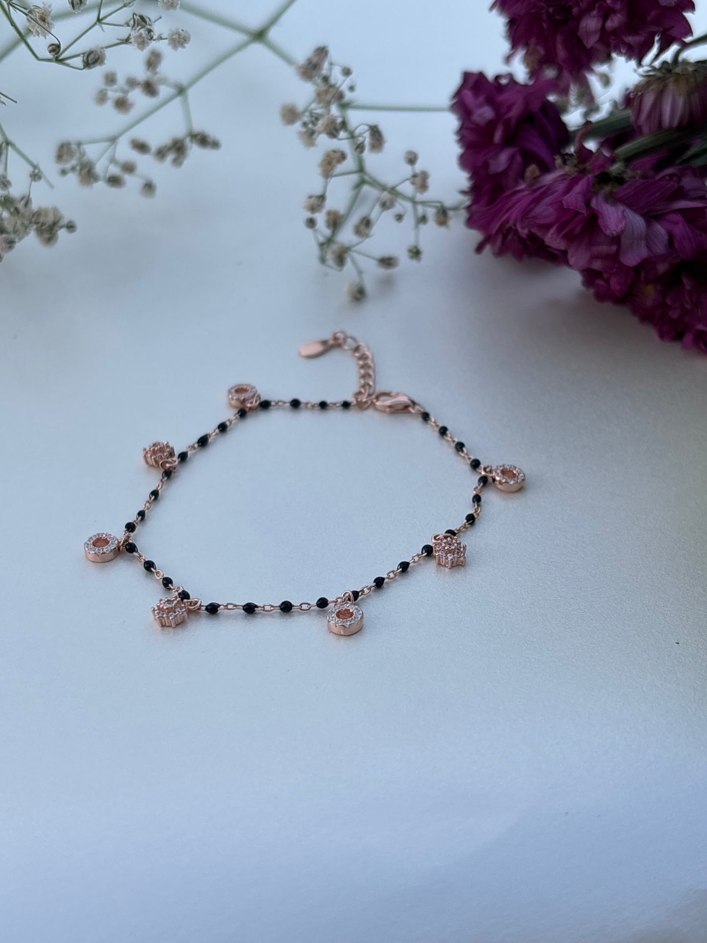 Black Beaded Sterling Silver bracelet