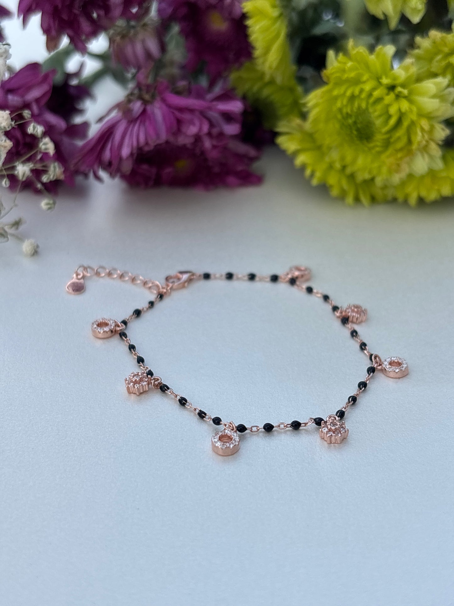 Black Beaded Sterling Silver bracelet