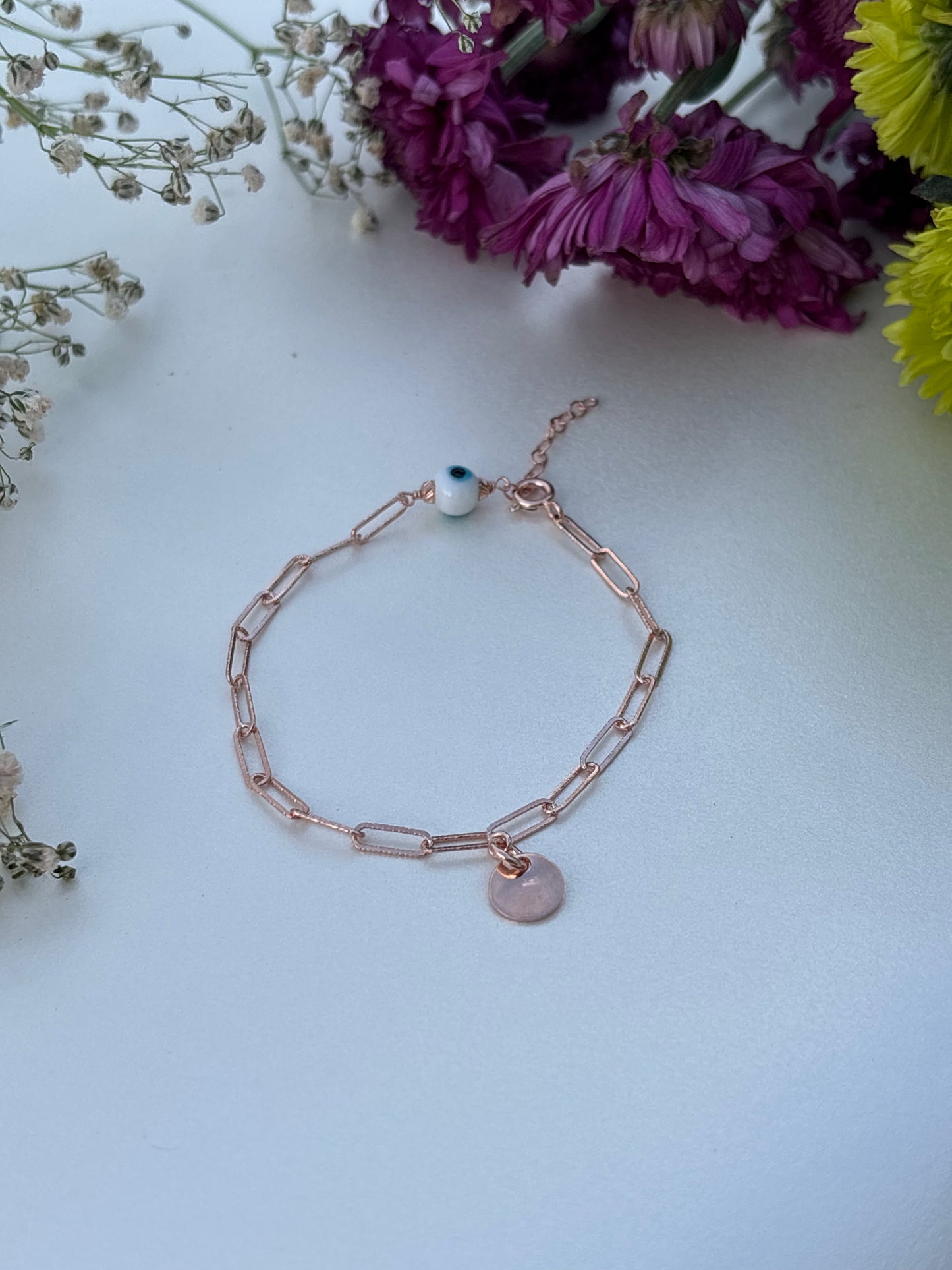 Rose Gold Chain Bracelet with Charm