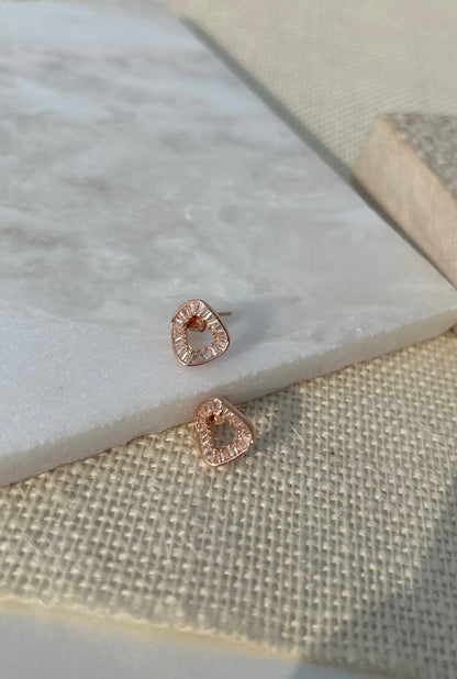 Rose Gold Square Halo Stud Earrings