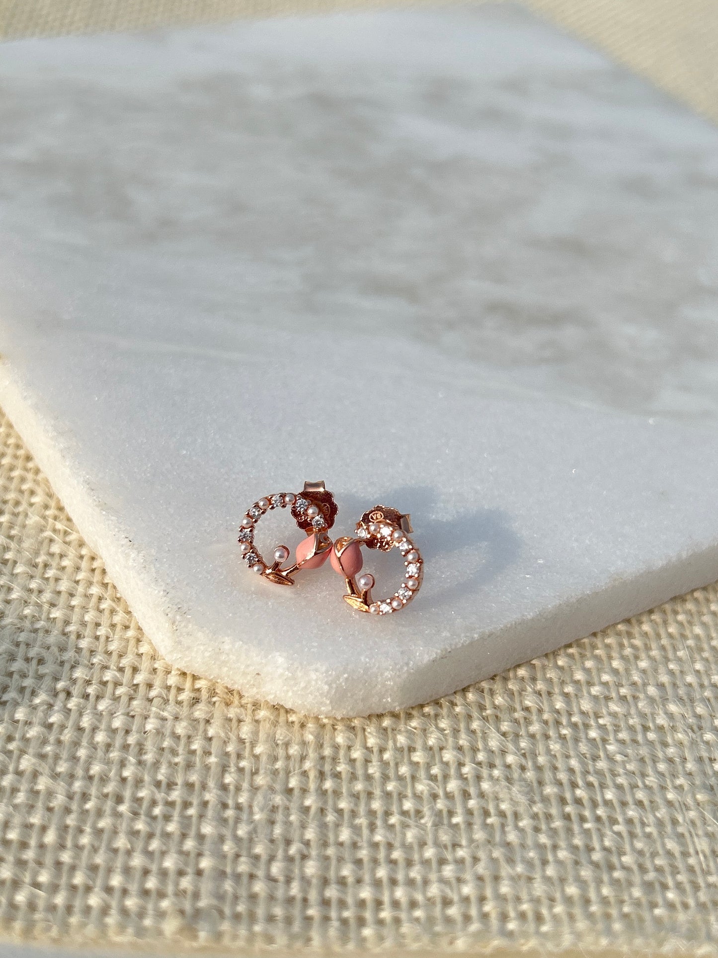 Rose Gold Circle Stud Earrings