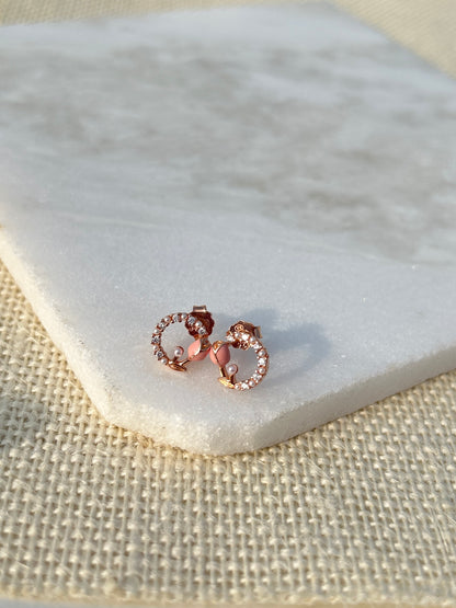 Rose Gold Circle Stud Earrings