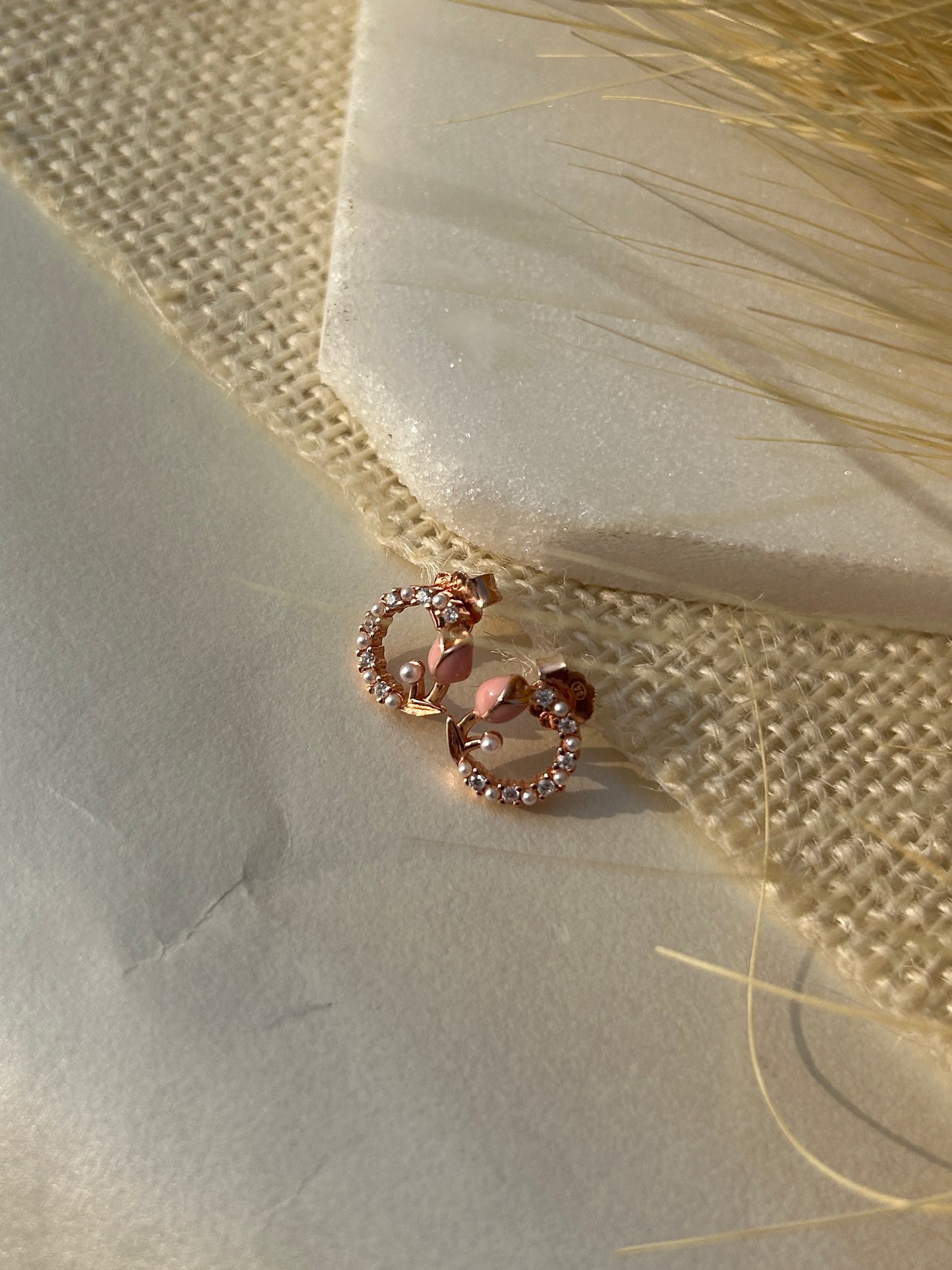 Rose Gold Circle Stud Earrings