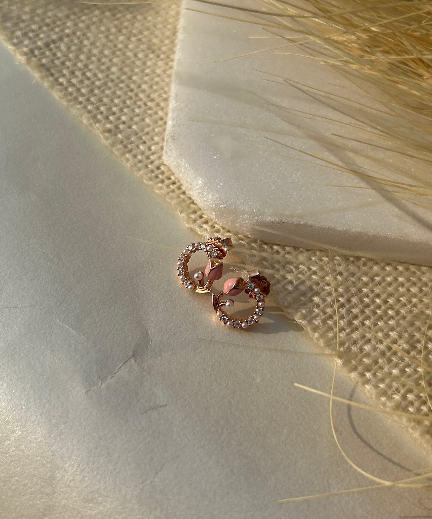 Rose Gold Circle Stud Earrings