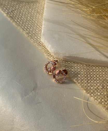 Rose Gold Circle Stud Earrings