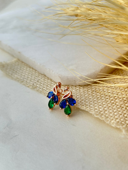 Sparkling rose gold heart studs