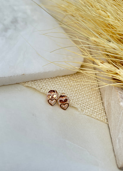 Double heart studs