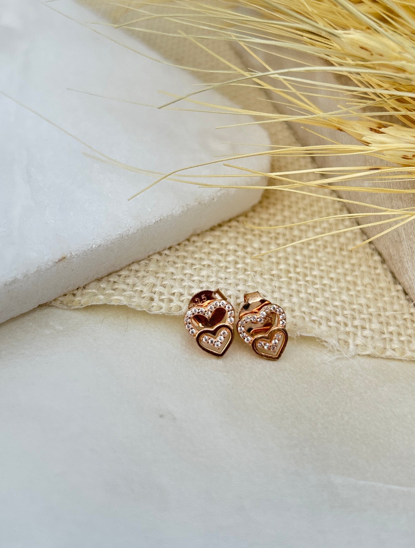 Double heart studs