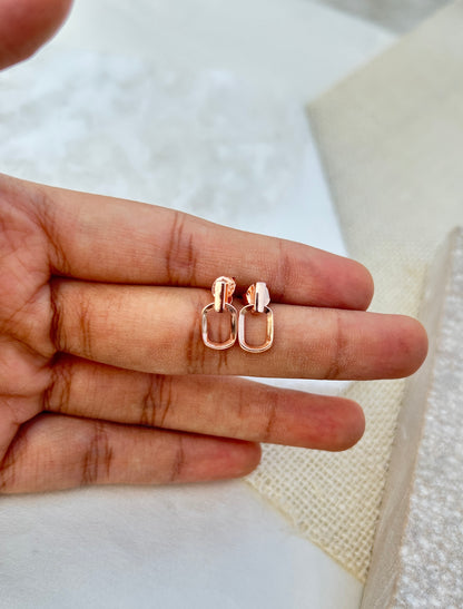 Rose gold link stud earrings