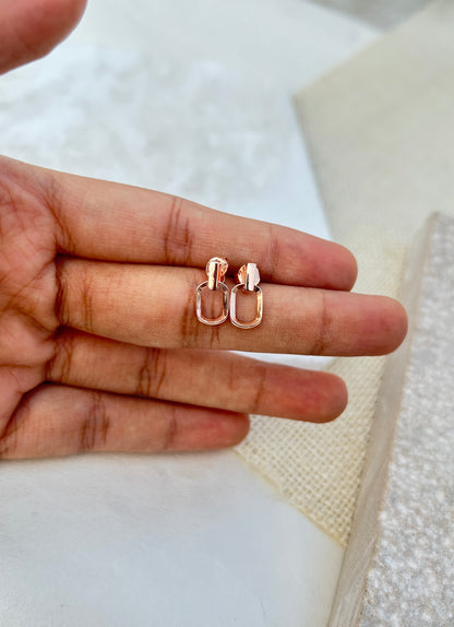 Rose gold link stud earrings