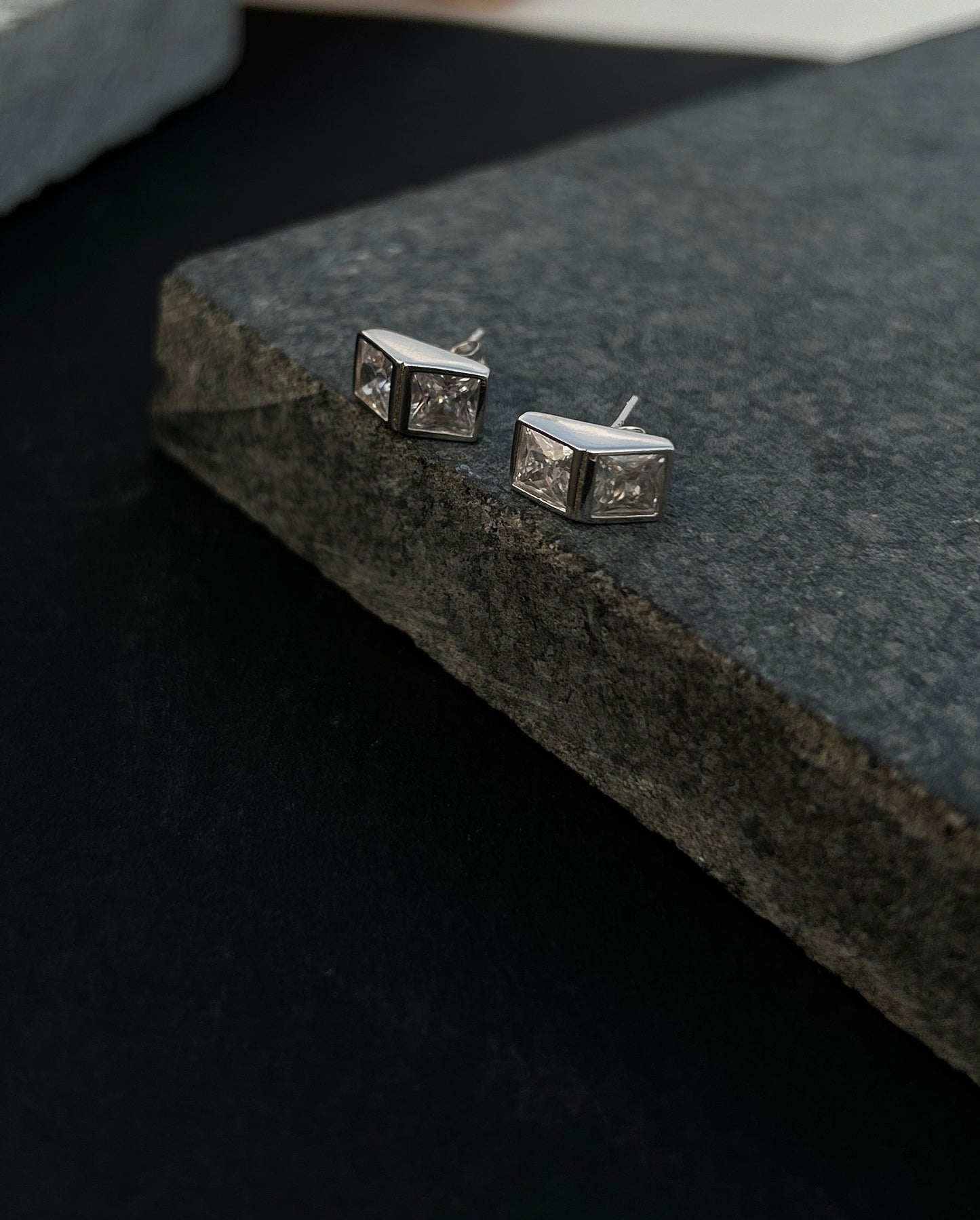 Square Crystal Stud Earrings