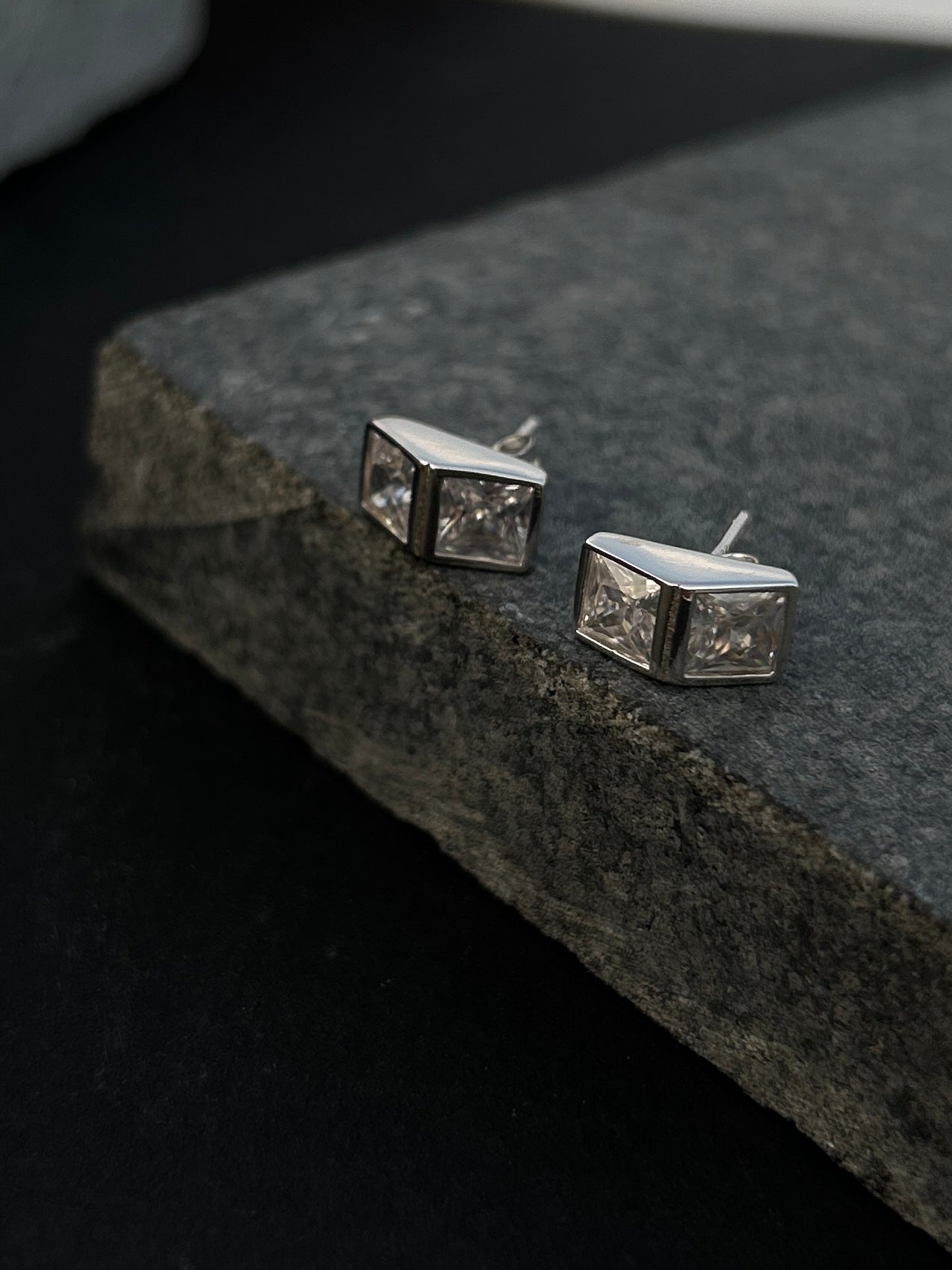 Square Crystal Stud Earrings