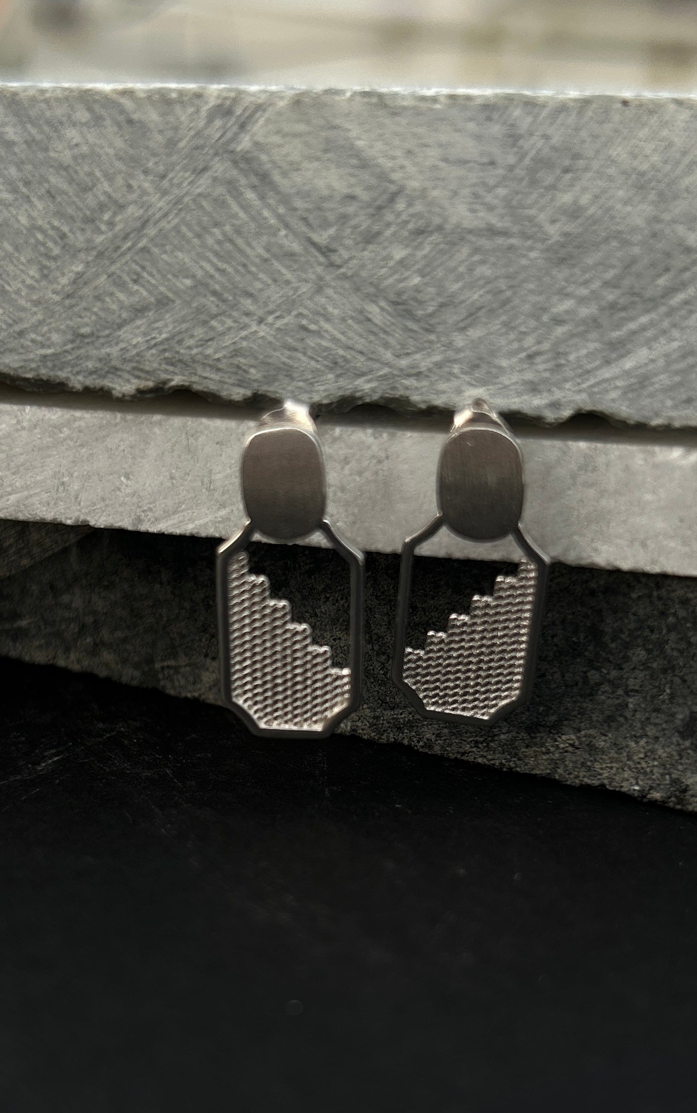 Textured Shield Stud Earrings