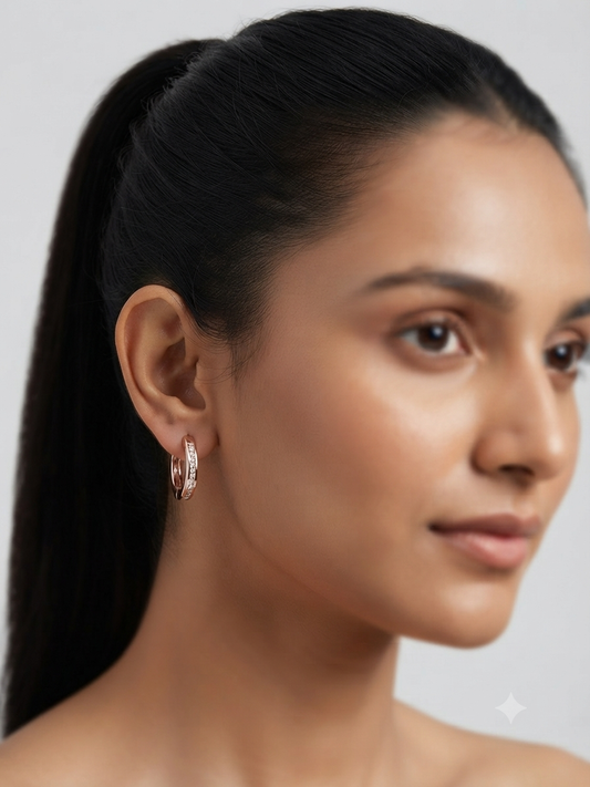 Rose Gold Prong-Set Eternity Huggies
