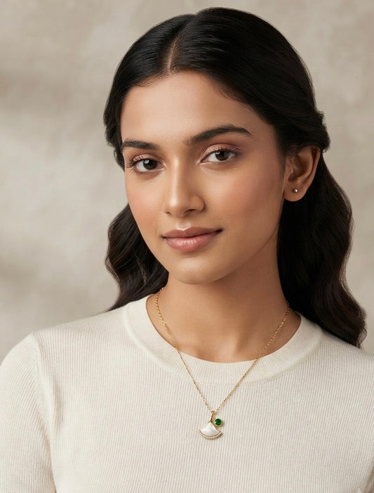 Celeste Green Moon Necklace