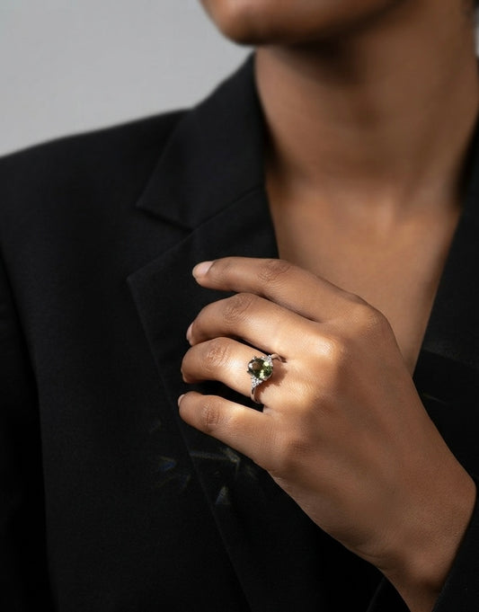 Golden Glow Oval Gemstone Ring