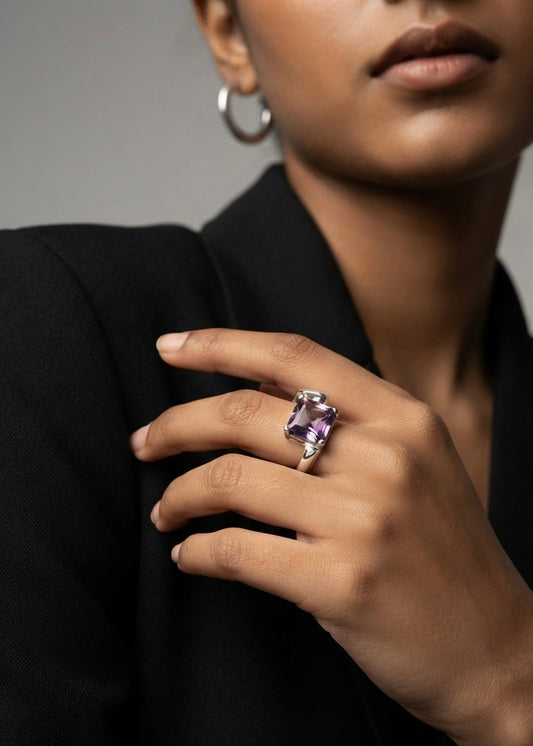 Amethyst Solitaire Ring