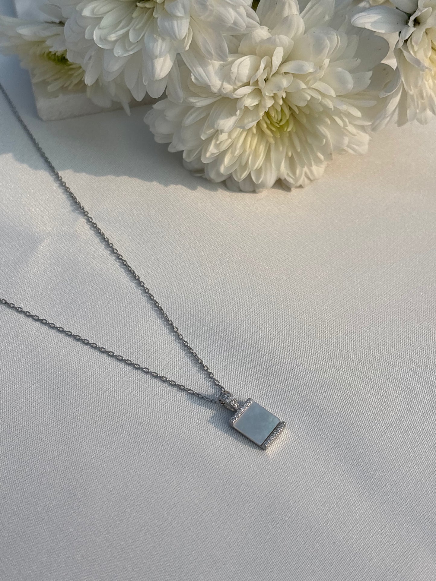 Silver Square Lock Necklace