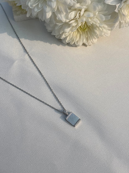 Silver Square Lock Necklace