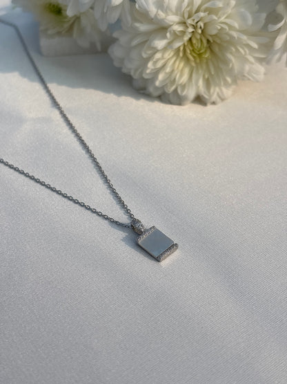 Silver Square Lock Necklace