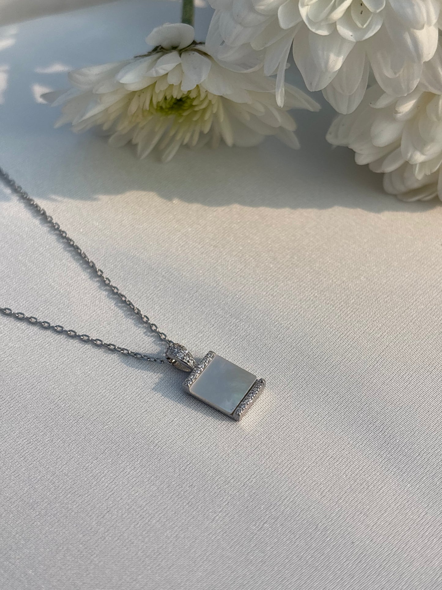 Silver Square Lock Necklace