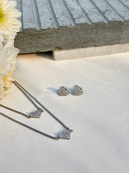 Sparkling Heart Pendant Set
