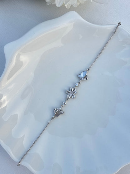 Floral Grace Silver Bracelet