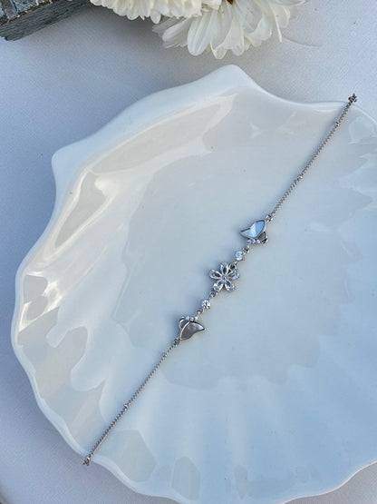Floral Grace Silver Bracelet