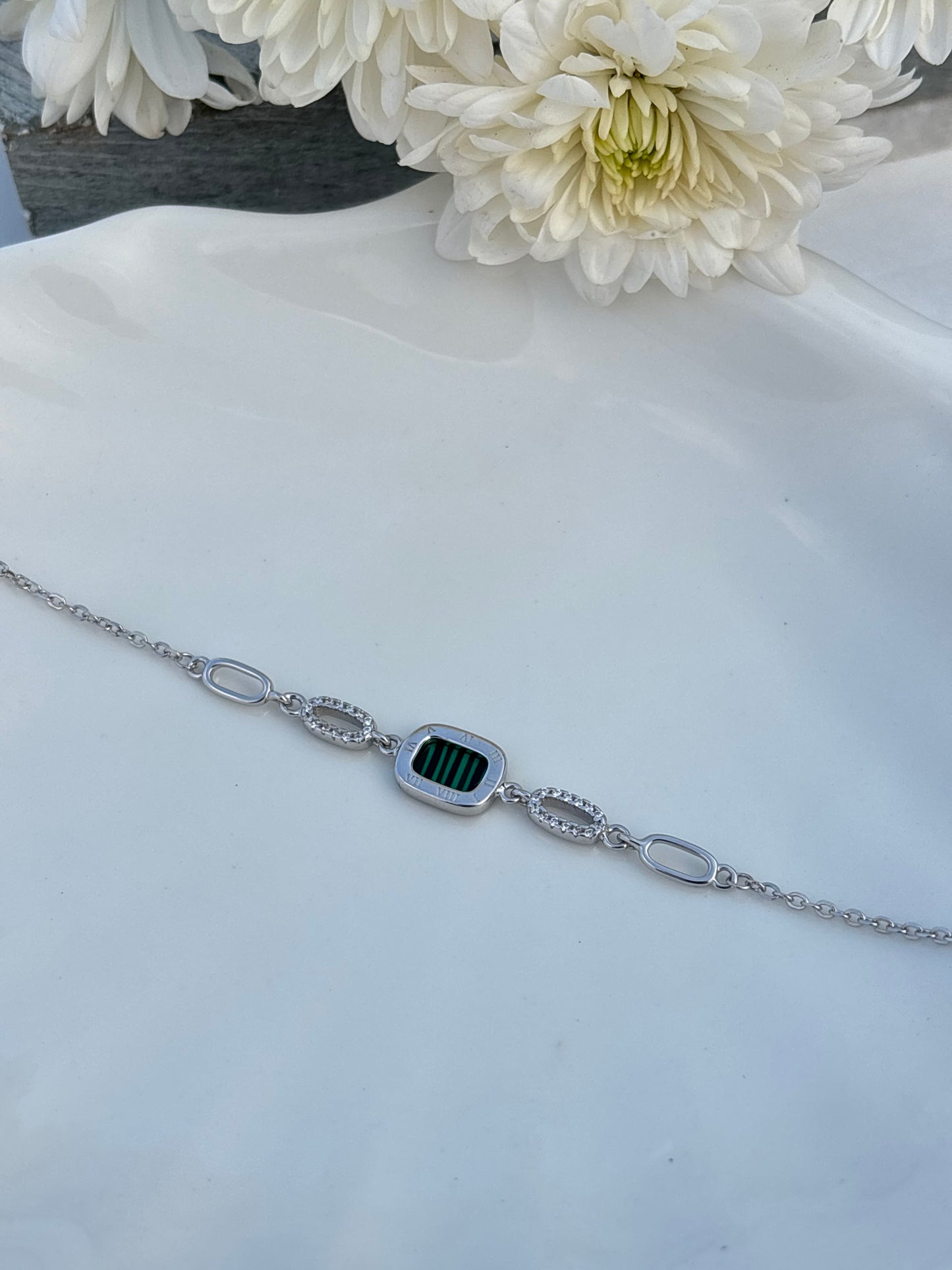 Emerald Link Charm Bracelet