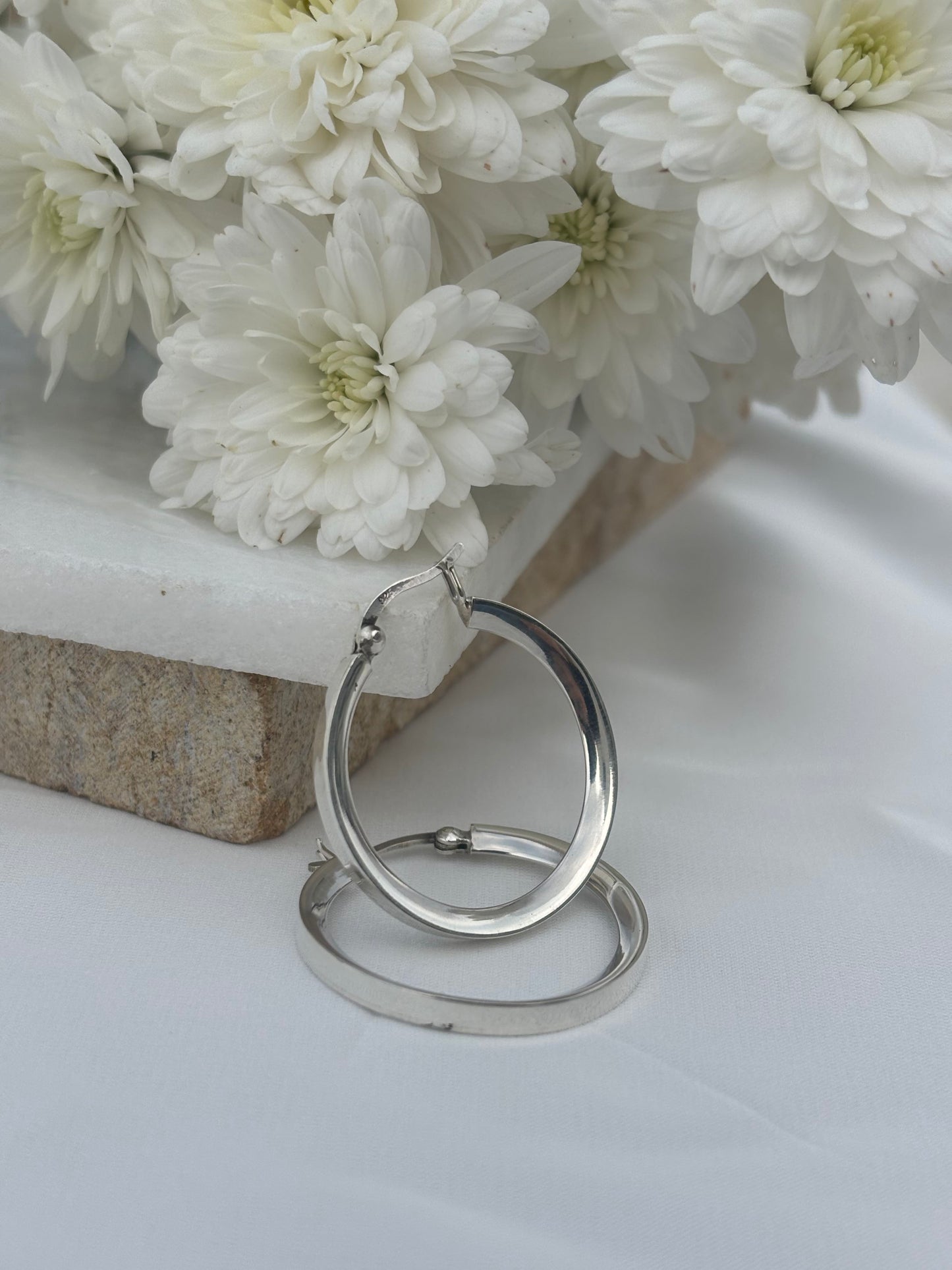 Medium Classic Silver Hoops