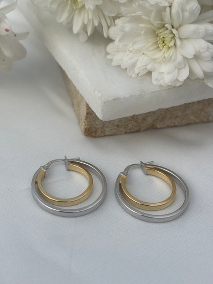 Gold Accent Silver Hoops