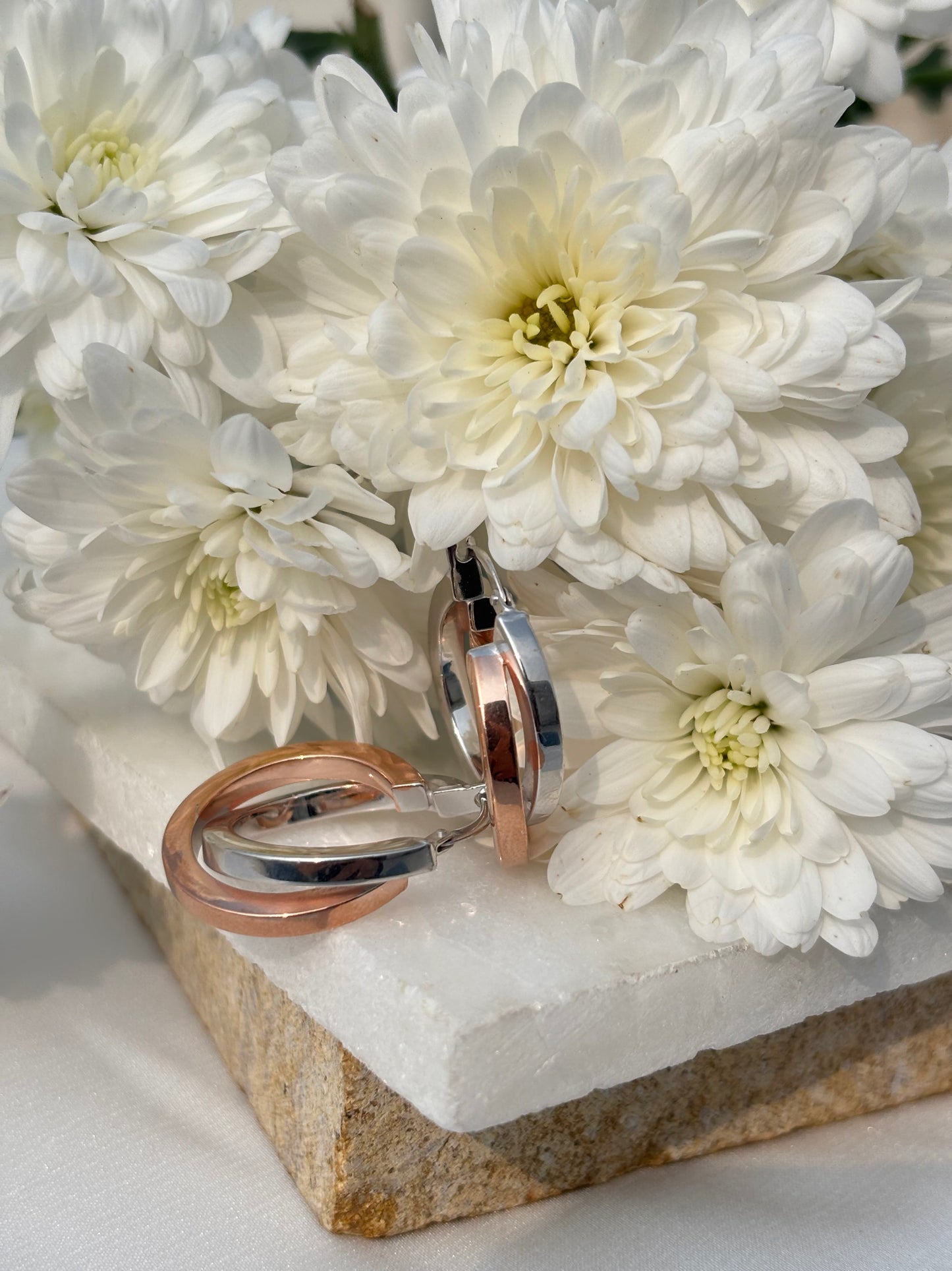 Dual-Tone Interlock Hoop Earrings