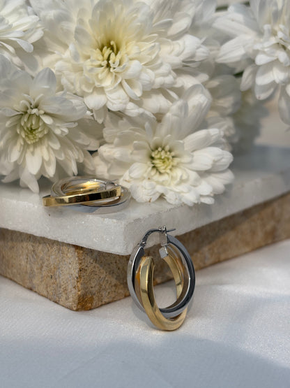 Duo Tone Twist Hoops