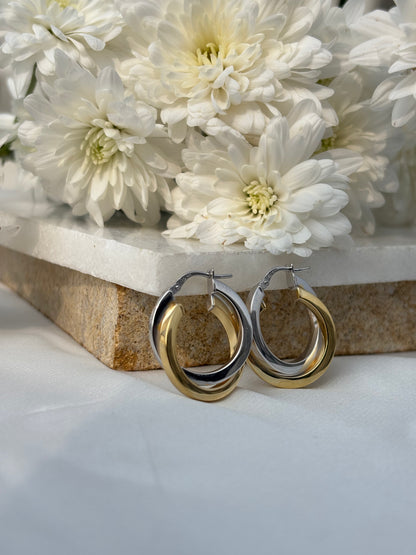 Duo Tone Twist Hoops