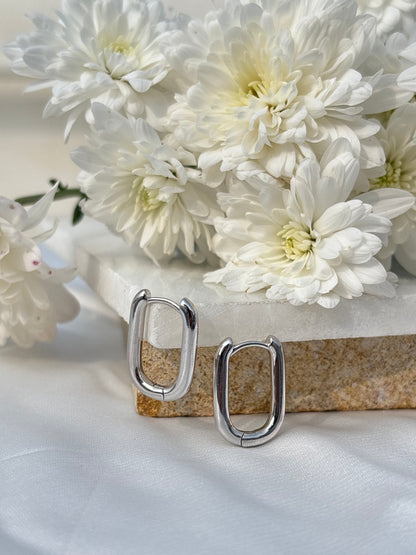 Silver Link Hoops