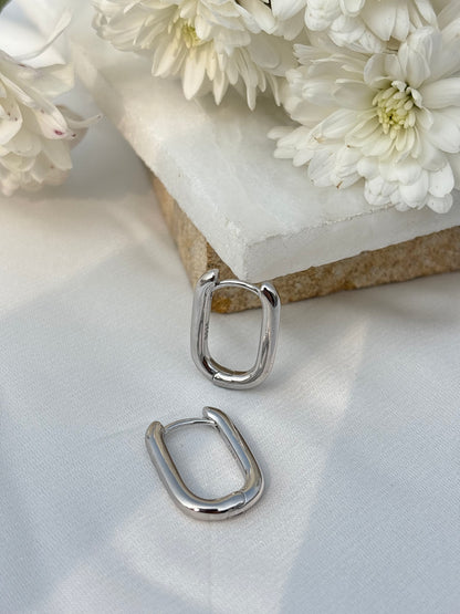 Silver Link Hoops