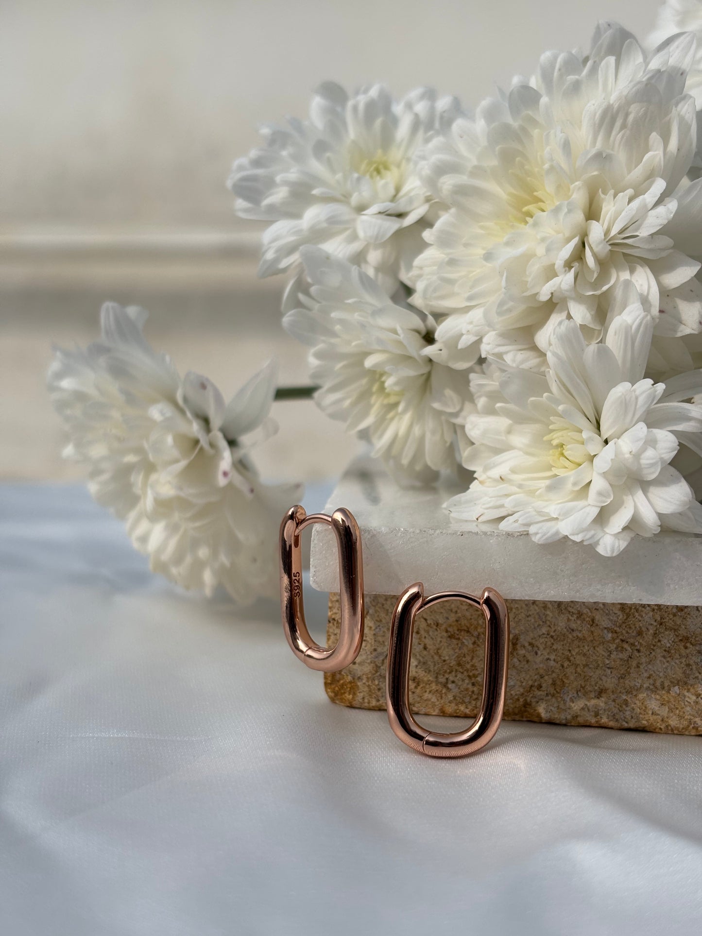 Rose gold Link Hoops