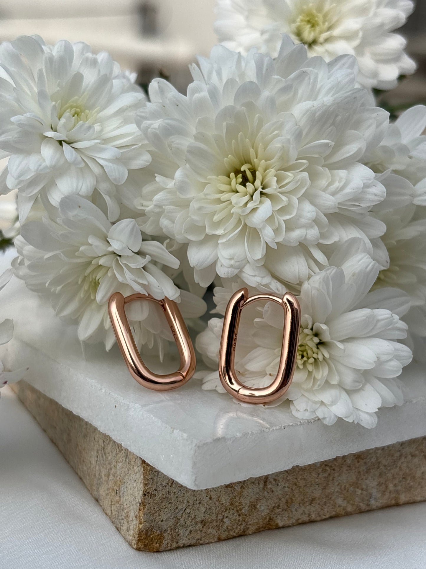 Rose gold Link Hoops