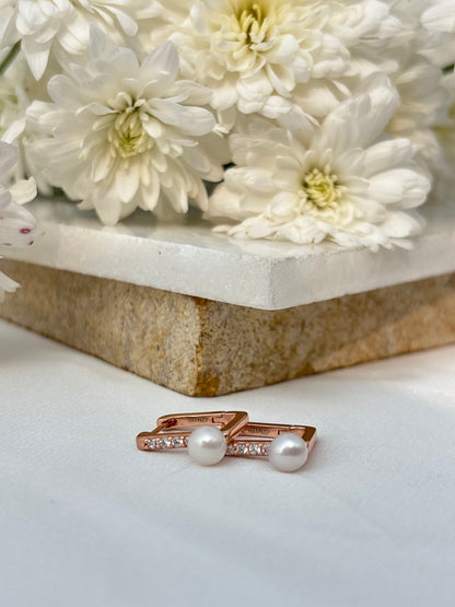 Pearl Edge Rectangular Hoops