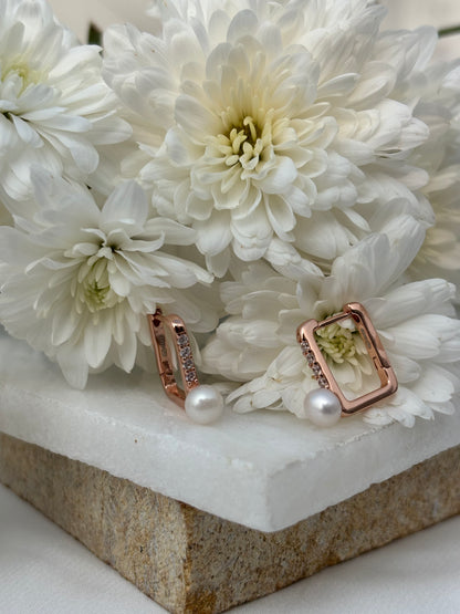 Pearl Edge Rectangular Hoops