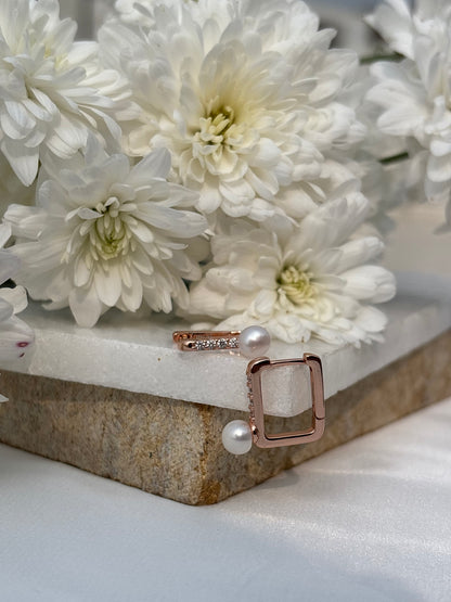 Pearl Edge Rectangular Hoops