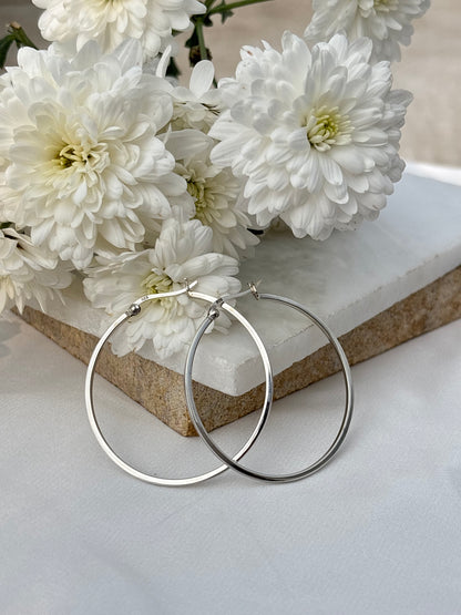 Big Classic Silver Hoops