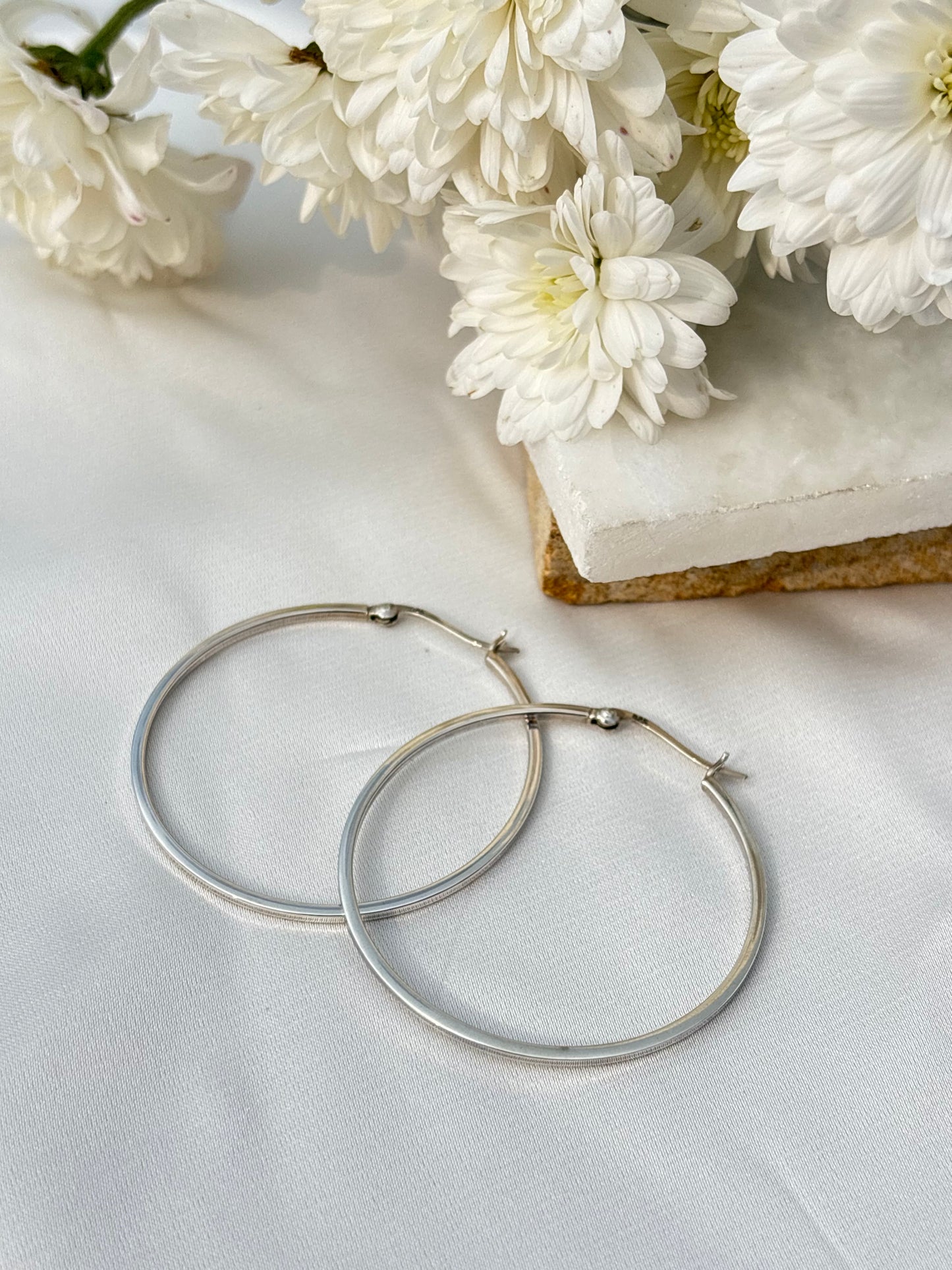 Big Classic Silver Hoops